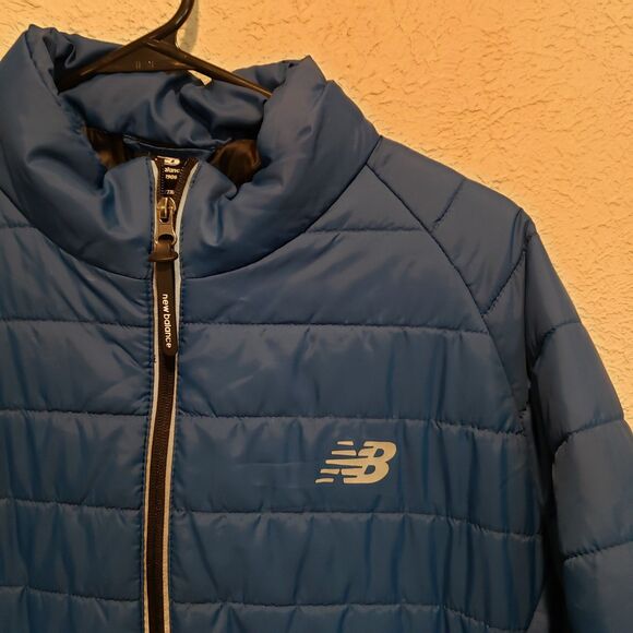 New Balance Men's Medium Blue Quilted Tech Puffer Winter Jacket - Picture 3 of 10
